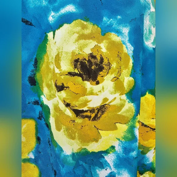 JONES NEW YORK Size 6 Women's Blue And Yellow Floral Sleeveless Midi Dress - Picture 8 of 8